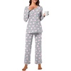 image:imageBestbee Womens 2 Piece Pajama Set Lounge Outfits ButtonDown Sleepwear Set Long Sleeve With Pockets Ladies Pjs SetStar Grey