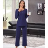 image:imageBestbee Womens 2 Piece Pajama Set Lounge Outfits ButtonDown Sleepwear Set Long Sleeve With Pockets Ladies Pjs SetStar Grey