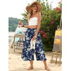 image:imageBestbee Womens Capri Palazzo Pants Dressy Casual Wide Leg Pant Gaucho Capris with PocketsCapri White Flowersnavy