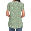 image:imageBestbee Womens Dressy Chiffon Blouses V Neck Tops Tee 2025 Summer Shirts Petal Short Sleeve Casual TShirtsPetal SleeveGreen Flowers