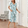 image:imageBestbee Womens Pajama Sets 2 Piece Lounge Outfits Summer Sleepwear V Neck Short Sleeve Capri Pant With Pockets Ladies PjsBegonia Grayish Blue