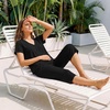 image:imageBestbee Womens Pajama Sets 2 Piece Lounge Outfits Summer Sleepwear V Neck Short Sleeve Capri Pant With Pockets Ladies PjsBlack