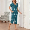 image:imageBestbee Womens Pajama Sets 2 Piece Lounge Outfits Summer Sleepwear V Neck Short Sleeve Capri Pant With Pockets Ladies PjsButterfly Floralnavy Blue