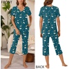 image:imageBestbee Womens Pajama Sets 2 Piece Lounge Outfits Summer Sleepwear V Neck Short Sleeve Capri Pant With Pockets Ladies PjsButterfly Floralnavy Blue