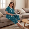 image:imageBestbee Womens Pajama Sets 2 Piece Lounge Outfits Summer Sleepwear V Neck Short Sleeve Capri Pant With Pockets Ladies PjsButterfly Floralnavy Blue