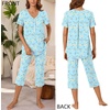 image:imageBestbee Womens Pajama Sets 2 Piece Lounge Outfits Summer Sleepwear V Neck Short Sleeve Capri Pant With Pockets Ladies PjsButterfly Flowersnavy