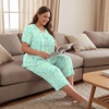 image:imageBestbee Womens Pajama Sets 2 Piece Lounge Outfits Summer Sleepwear V Neck Short Sleeve Capri Pant With Pockets Ladies PjsColorful Butterflygreen