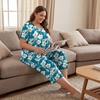 image:imageBestbee Womens Pajama Sets 2 Piece Lounge Outfits Summer Sleepwear V Neck Short Sleeve Capri Pant With Pockets Ladies PjsFreesia Blue