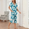image:imageBestbee Womens Pajama Sets 2 Piece Lounge Outfits Summer Sleepwear V Neck Short Sleeve Capri Pant With Pockets Ladies PjsFreesia Blue