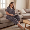 image:imageBestbee Womens Pajama Sets 2 Piece Lounge Outfits Summer Sleepwear V Neck Short Sleeve Capri Pant With Pockets Ladies PjsLittle Fl Black