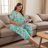 image:imageBestbee Womens Pajama Sets 2 Piece Lounge Outfits Summer Sleepwear V Neck Short Sleeve Capri Pant With Pockets Ladies PjsMint Green