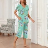 image:imageBestbee Womens Pajama Sets 2 Piece Lounge Outfits Summer Sleepwear V Neck Short Sleeve Capri Pant With Pockets Ladies PjsMint Green