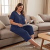 image:imageBestbee Womens Pajama Sets 2 Piece Lounge Outfits Summer Sleepwear V Neck Short Sleeve Capri Pant With Pockets Ladies PjsNavy Blue