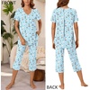 image:imageBestbee Womens Pajama Sets 2 Piece Lounge Outfits Summer Sleepwear V Neck Short Sleeve Capri Pant With Pockets Ladies PjsSailboatblue