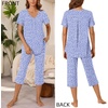 image:imageBestbee Womens Pajama Sets 2 Piece Lounge Outfits Summer Sleepwear V Neck Short Sleeve Capri Pant With Pockets Ladies PjsSpotted Blue
