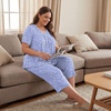 image:imageBestbee Womens Pajama Sets 2 Piece Lounge Outfits Summer Sleepwear V Neck Short Sleeve Capri Pant With Pockets Ladies PjsSpotted Blue