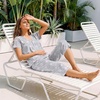 image:imageBestbee Womens Pajama Sets 2 Piece Lounge Outfits Summer Sleepwear V Neck Short Sleeve Capri Pant With Pockets Ladies PjsStar Grey