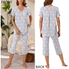 image:imageBestbee Womens Pajama Sets 2 Piece Lounge Outfits Summer Sleepwear V Neck Short Sleeve Capri Pant With Pockets Ladies PjsStar Grey