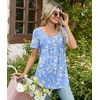 image:imageBestbee Womens Pajama Sets 2 Piece Summer Sleepwear Lounge Outfits Short Sleeve Long Pants With Pockets Ladies PjsShort Bluewhite Flower