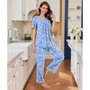 image:imageBestbee Womens Pajama Sets 2 Piece Summer Sleepwear Lounge Outfits Short Sleeve Long Pants With Pockets Ladies PjsShort Bluewhite Flower