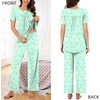 image:imageBestbee Womens Pajama Sets 2 Piece Summer Sleepwear Lounge Outfits Short Sleeve Long Pants With Pockets Ladies PjsShort Colorful Butterflygreen