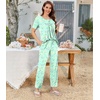 image:imageBestbee Womens Pajama Sets 2 Piece Summer Sleepwear Lounge Outfits Short Sleeve Long Pants With Pockets Ladies PjsShort Colorful Butterflygreen