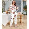 image:imageBestbee Womens Pajama Sets 2 Piece Summer Sleepwear Lounge Outfits Short Sleeve Long Pants With Pockets Ladies PjsShort Floral White
