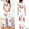 image:imageBestbee Womens Pajama Sets 2 Piece Summer Sleepwear Lounge Outfits Short Sleeve Long Pants With Pockets Ladies PjsShort Floral White
