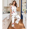 image:imageBestbee Womens Pajama Sets 2 Piece Summer Sleepwear Lounge Outfits Short Sleeve Long Pants With Pockets Ladies PjsShort Floral White