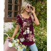 image:imageBestbee Womens Pajama Sets 2 Piece Summer Sleepwear Lounge Outfits Short Sleeve Long Pants With Pockets Ladies PjsShort Floral Wine