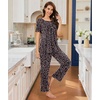 image:imageBestbee Womens Pajama Sets 2 Piece Summer Sleepwear Lounge Outfits Short Sleeve Long Pants With Pockets Ladies PjsShort Little Flower Black