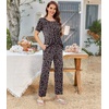 image:imageBestbee Womens Pajama Sets 2 Piece Summer Sleepwear Lounge Outfits Short Sleeve Long Pants With Pockets Ladies PjsShort Little Flower Black