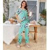 image:imageBestbee Womens Pajama Sets 2 Piece Summer Sleepwear Lounge Outfits Short Sleeve Long Pants With Pockets Ladies PjsShort Mint Green