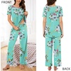 image:imageBestbee Womens Pajama Sets 2 Piece Summer Sleepwear Lounge Outfits Short Sleeve Long Pants With Pockets Ladies PjsShort Mint Green
