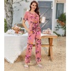 image:imageBestbee Womens Pajama Sets 2 Piece Summer Sleepwear Lounge Outfits Short Sleeve Long Pants With Pockets Ladies PjsShort Peach Pink