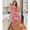 image:imageBestbee Womens Pajama Sets 2 Piece Summer Sleepwear Lounge Outfits Short Sleeve Long Pants With Pockets Ladies PjsShort Peach Pink