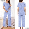 image:imageBestbee Womens Pajama Sets 2 Piece Summer Sleepwear Lounge Outfits Short Sleeve Long Pants With Pockets Ladies PjsShort Spotted Blue