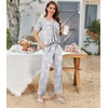 image:imageBestbee Womens Pajama Sets 2 Piece Summer Sleepwear Lounge Outfits Short Sleeve Long Pants With Pockets Ladies PjsShort Star Grey