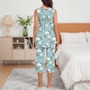 image:imageBestbee Womens Sleeveless Pajama Sets 2 Piece Sleepwear Summer Lounge Outfits Henley Tanks Capri Pants Ladies PjsBegonia Grayish Blue
