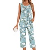 image:imageBestbee Womens Sleeveless Pajama Sets 2 Piece Sleepwear Summer Lounge Outfits Henley Tanks Capri Pants Ladies PjsBegonia Grayish Blue
