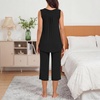 image:imageBestbee Womens Sleeveless Pajama Sets 2 Piece Sleepwear Summer Lounge Outfits Henley Tanks Capri Pants Ladies PjsBlack