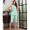 image:imageBestbee Womens Sleeveless Pajama Sets 2 Piece Sleepwear Summer Lounge Outfits Henley Tanks Capri Pants Ladies PjsColorful Butterflygreen