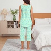 image:imageBestbee Womens Sleeveless Pajama Sets 2 Piece Sleepwear Summer Lounge Outfits Henley Tanks Capri Pants Ladies PjsColorful Butterflygreen