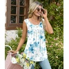 image:imageBestbee Womens Sleeveless Pajama Sets 2 Piece Sleepwear Summer Lounge Outfits Henley Tanks Capri Pants Ladies PjsFloral Aqua Bluebeige