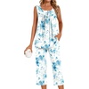 image:imageBestbee Womens Sleeveless Pajama Sets 2 Piece Sleepwear Summer Lounge Outfits Henley Tanks Capri Pants Ladies PjsFloral Aqua Bluebeige