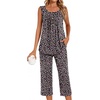image:imageBestbee Womens Sleeveless Pajama Sets 2 Piece Sleepwear Summer Lounge Outfits Henley Tanks Capri Pants Ladies PjsLittle Flower Black