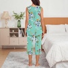 image:imageBestbee Womens Sleeveless Pajama Sets 2 Piece Sleepwear Summer Lounge Outfits Henley Tanks Capri Pants Ladies PjsMint Green