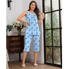 image:imageBestbee Womens Sleeveless Pajama Sets 2 Piece Sleepwear Summer Lounge Outfits Henley Tanks Capri Pants Ladies PjsMoon Planetblue