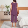 image:imageBestbee Womens Sleeveless Pajama Sets 2 Piece Sleepwear Summer Lounge Outfits Henley Tanks Capri Pants Ladies PjsPurple Red