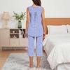image:imageBestbee Womens Sleeveless Pajama Sets 2 Piece Sleepwear Summer Lounge Outfits Henley Tanks Capri Pants Ladies PjsSpotted Blue
